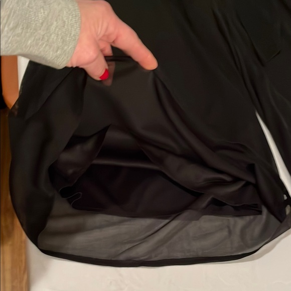 Connected Apparel  large dressy  Black Sheer cropped wide leg pants with belt - Picture 5 of 8